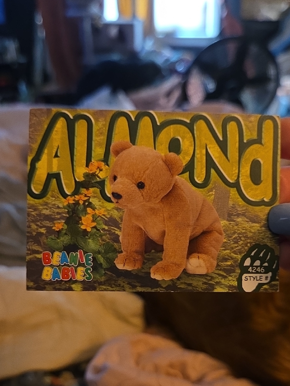 Ty Almond Brown Plush Bear Beanie Baby Collectible Trading Card